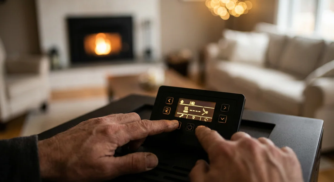 Procédure de réinitialisation sur le panneau de commande d'un poêle