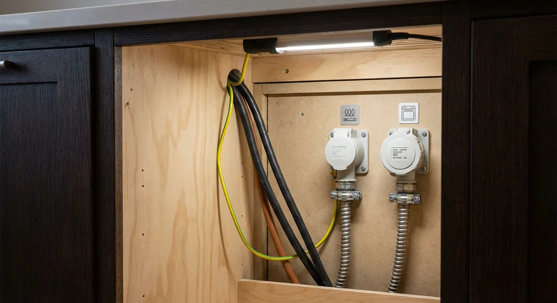 Installation électrique sécurisée avec prises séparées pour plaque et four