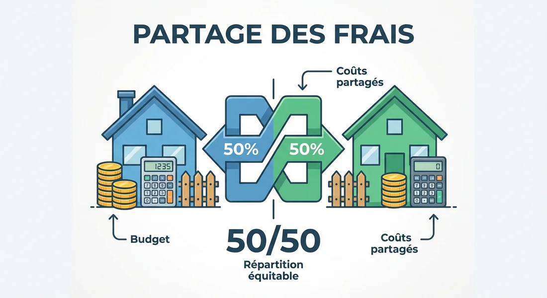 Infographie sur la répartition des frais de clôture 50/50.