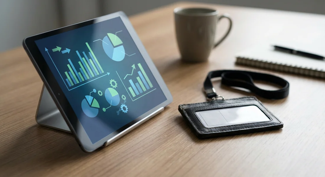 Tablette affichant des graphiques financiers liés aux coûts de la sécurité.