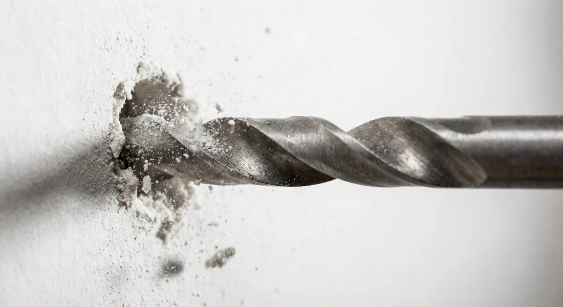 Perçage du mur en placo avec un foret adapté au diamètre de la cheville.