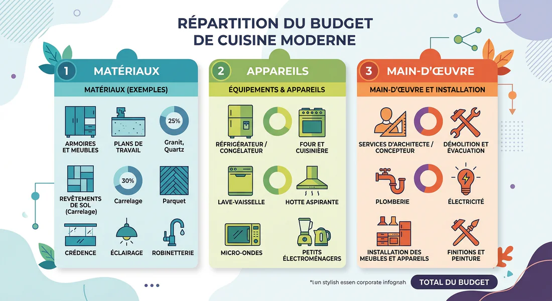 Infographie du budget moyen d'une cuisine Schmidt