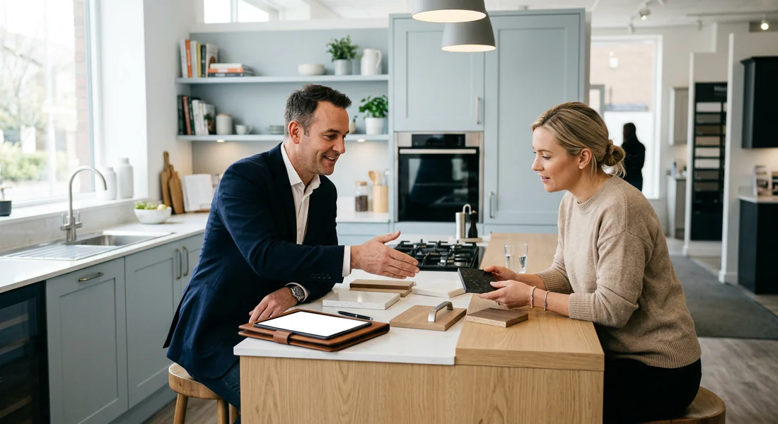 Négociation d'un devis dans un magasin Schmidt