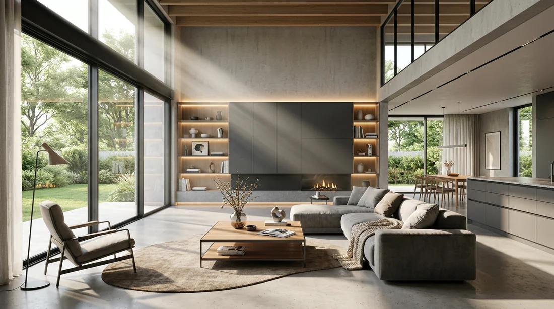 Intérieur lumineux d'une maison moderne illustrant l'utilisation du stelfon