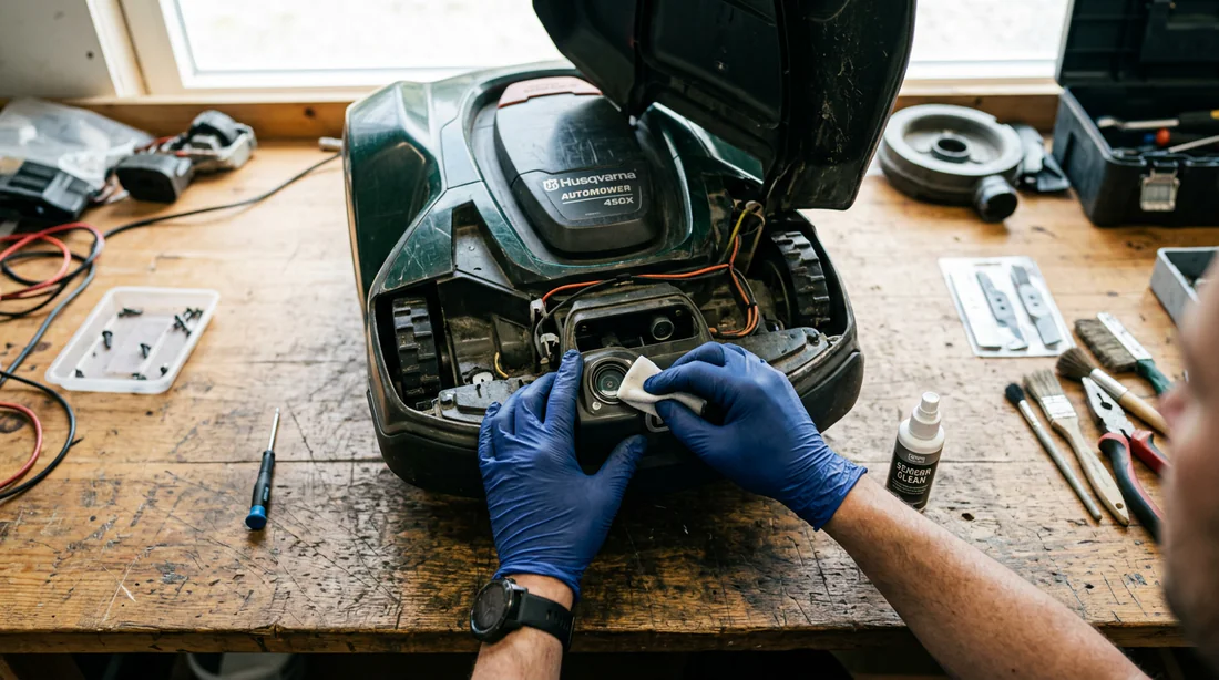 Maintenance et nettoyage des capteurs d'un robot tondeuse