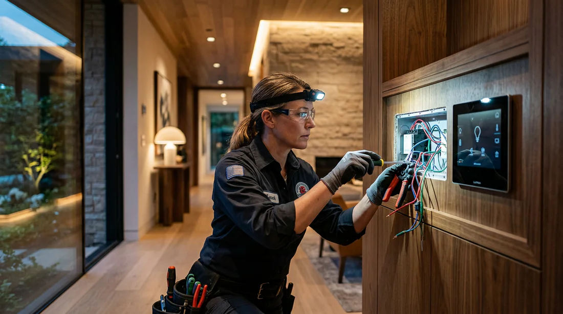 Illustration de l'installation professionnelle d'un équipement Legrand 49119 dans une maison moderne