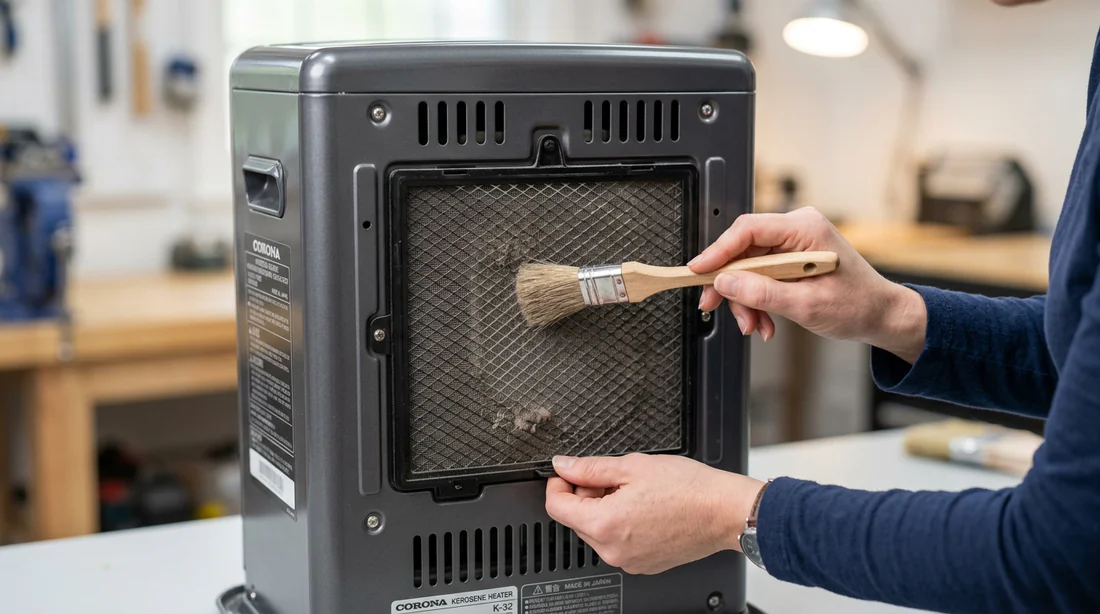 Nettoyage du filtre à air arrière d'un poêle à pétrole électronique