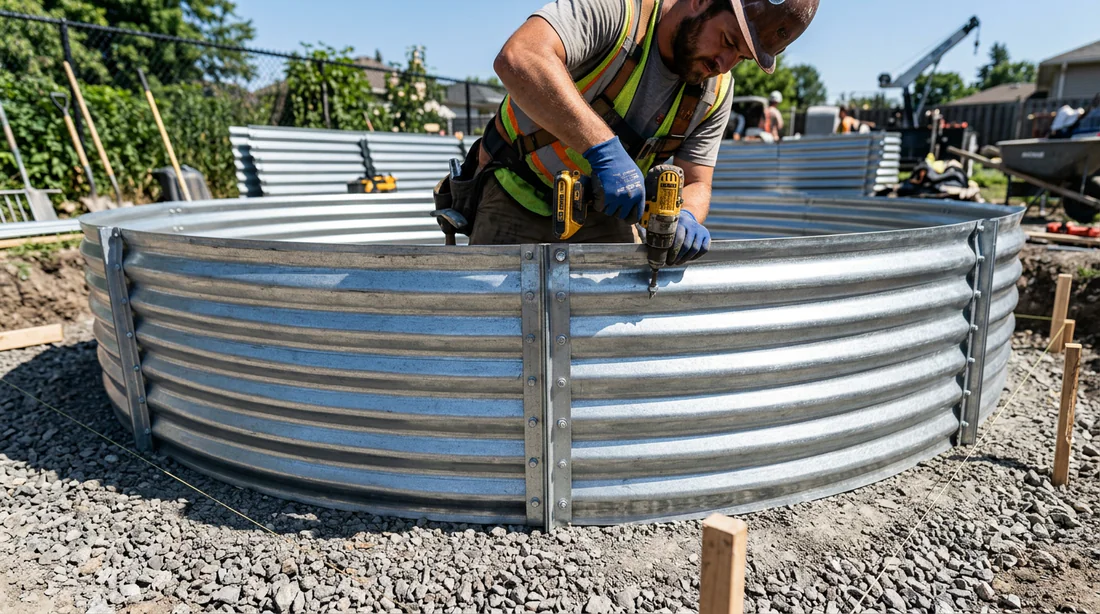 Structure de panneaux en acier ondé pour piscine en kit Waterair